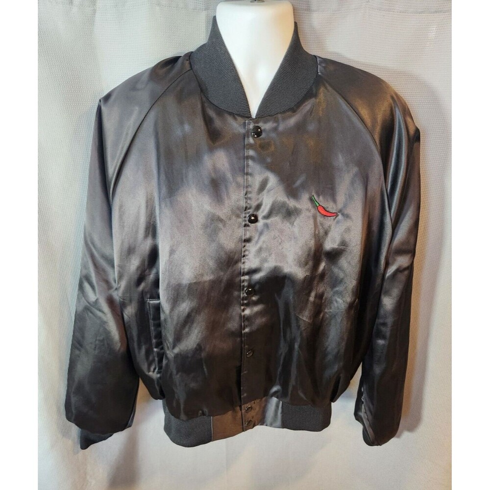 Vtg Auburn Sportswear Bomber Jacket men's 2XL Black Snap USA Made Collared Chili
